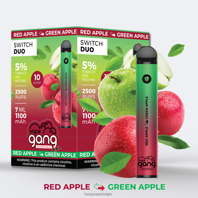 Vape Gang Switch Duo 2 smaken (doos van 10) rode appel - groene appel 4FB4R46 - Bang Box Vape Flavors