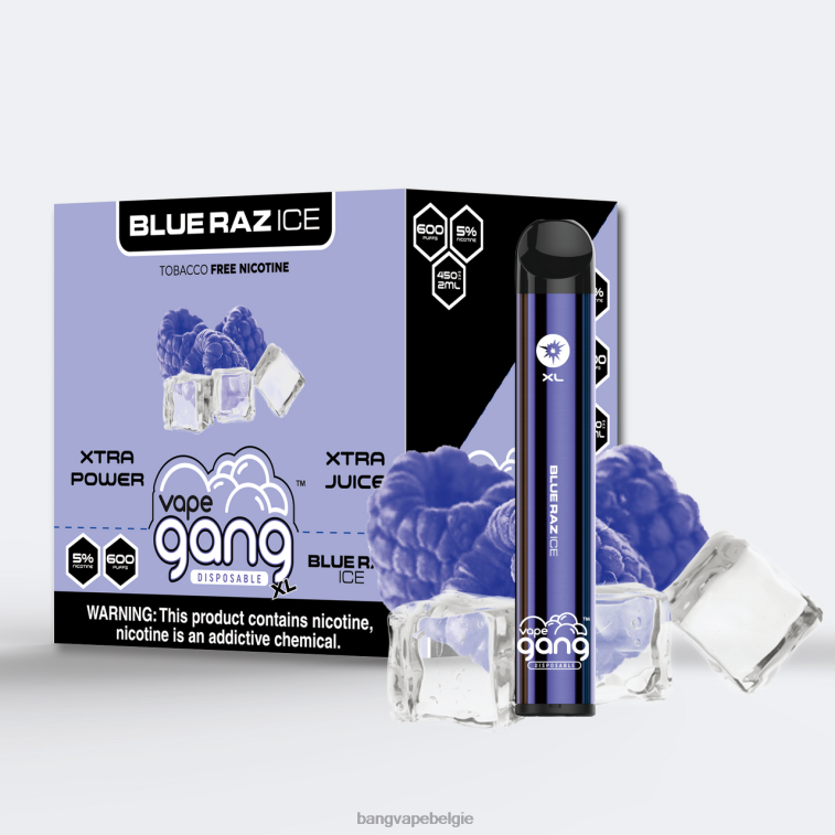 Vape Gang XL wegwerpvapes 600 trekjes (doos van 10) blauw raz-ijs 4FB4R61 - Bang Disposable Vape Flavors